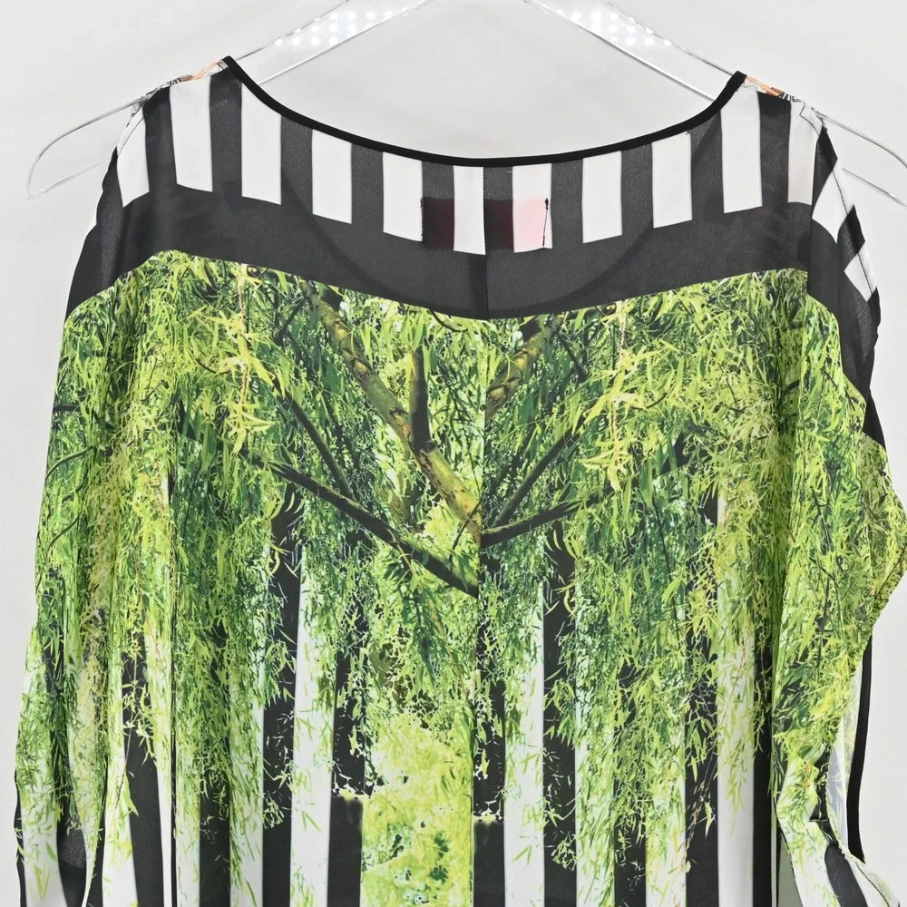 Clover Canyon Womens Graphic Print Blouse Size S Multicolor Abstract Green Black - Picture 10 of 12
